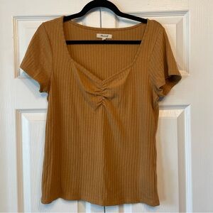 Madewell Caramel Ribbed Short Sleeve Top